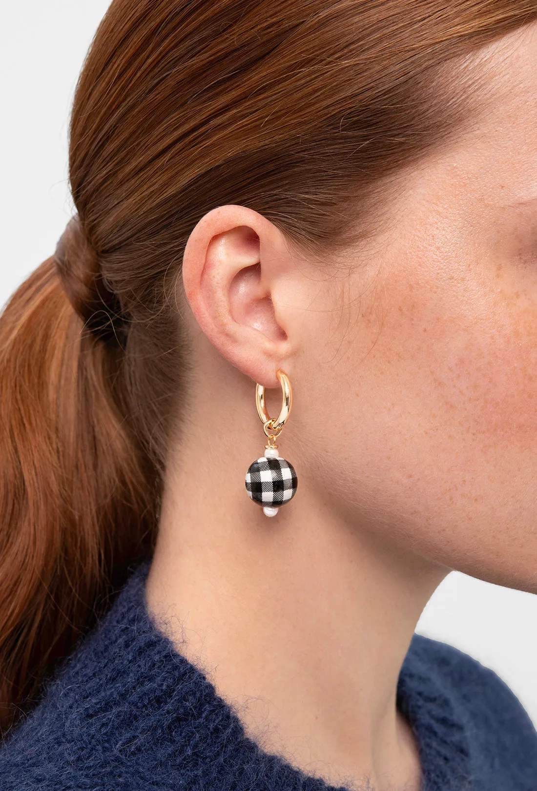 Philo Earrings - Black Gingham sold by Shrimps product image thumbnail 3