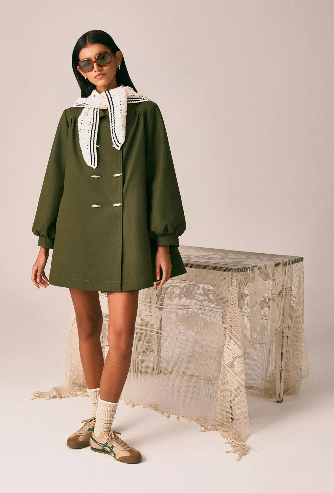 Hector Trench Coat - Caper Green sold by Shrimps