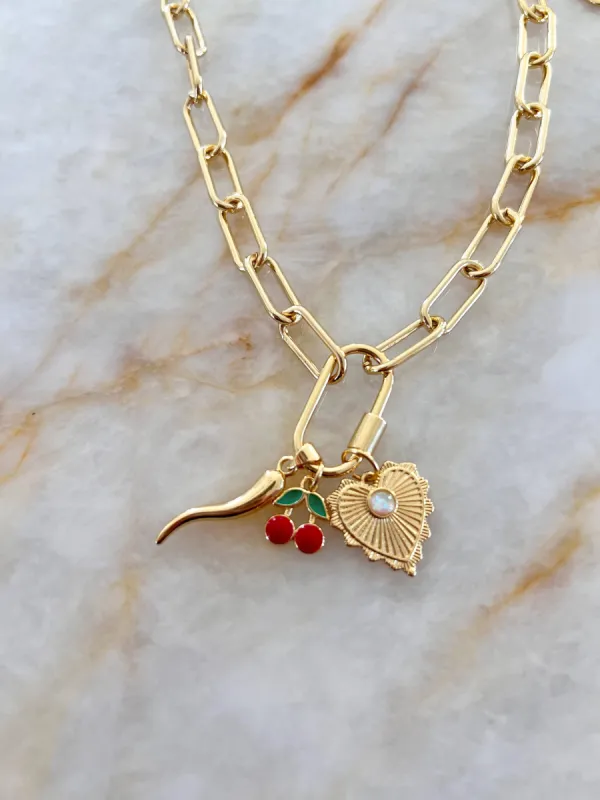 Paperclip Link Chain Necklace with Carabiner Lock sold by Sienna Sky