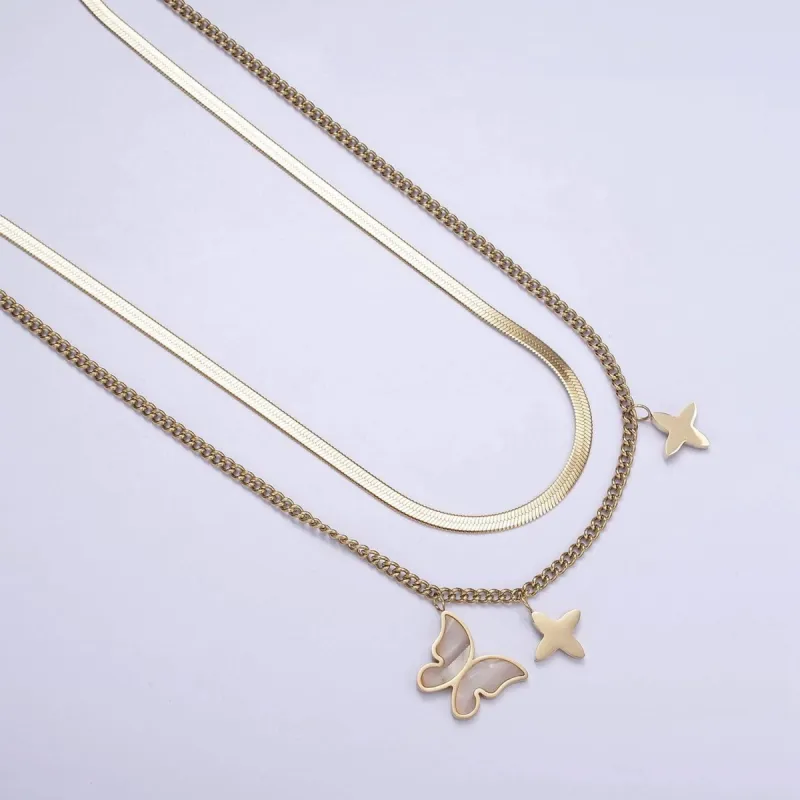 Pearl Butterfly Layered Necklace sold by Sienna Sky