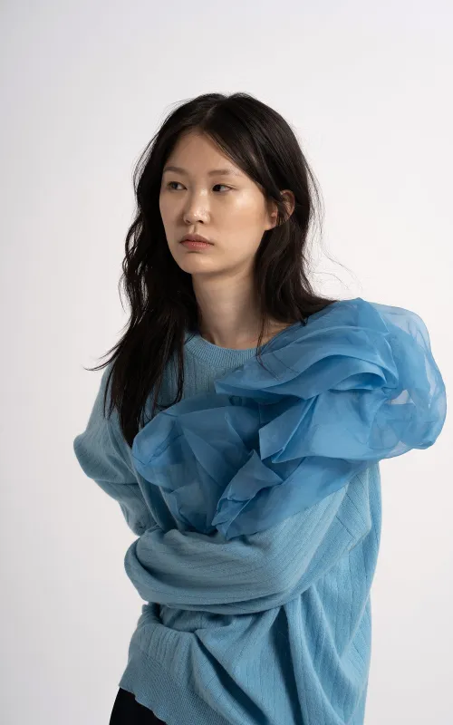 Awa Wool Cashmere Poof Crew Sweater made by Sies Marjan