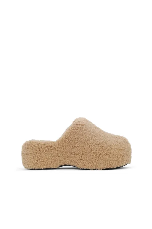 Bubble Clog in Caramel Shearling sold by Simon Miller