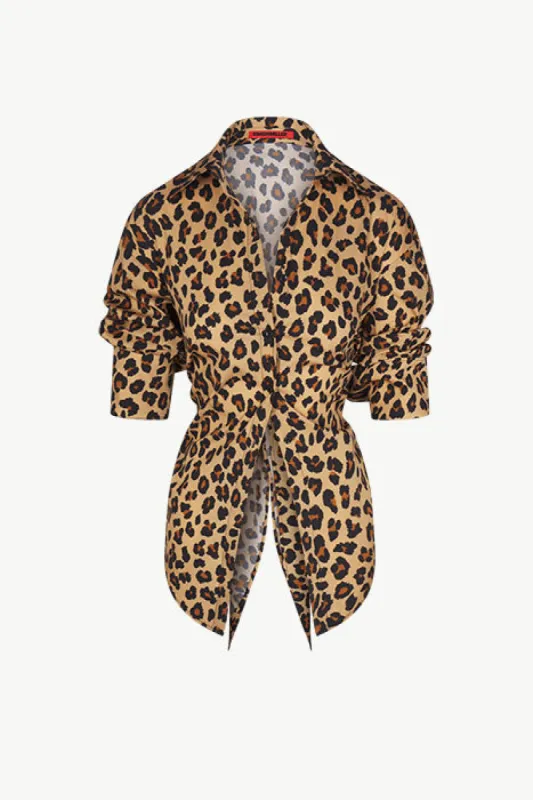 Loch Poplin Button Up in Cheetah sold by Simon Miller