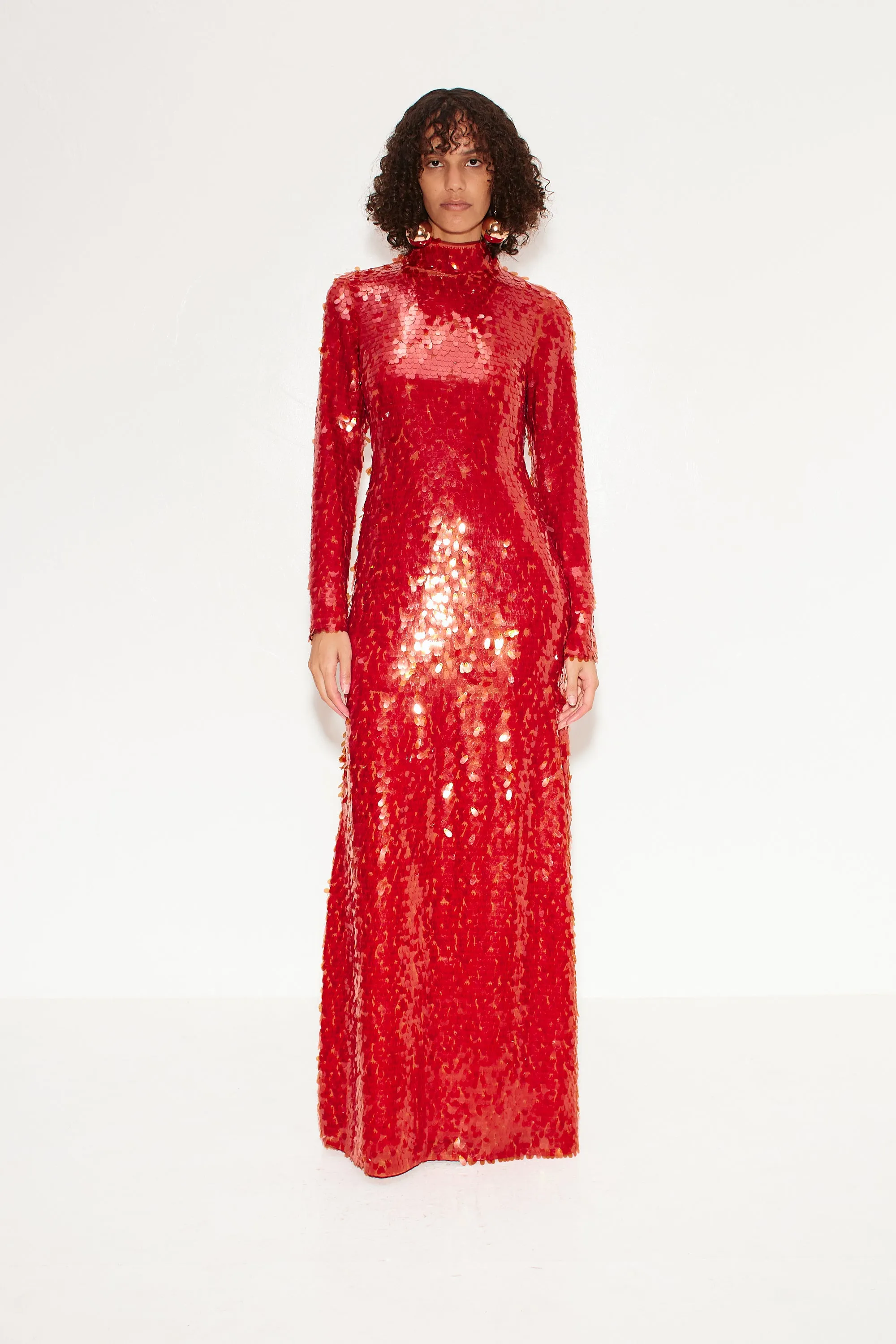 Sequin Sculpty Dress in Chili sold by Simon Miller