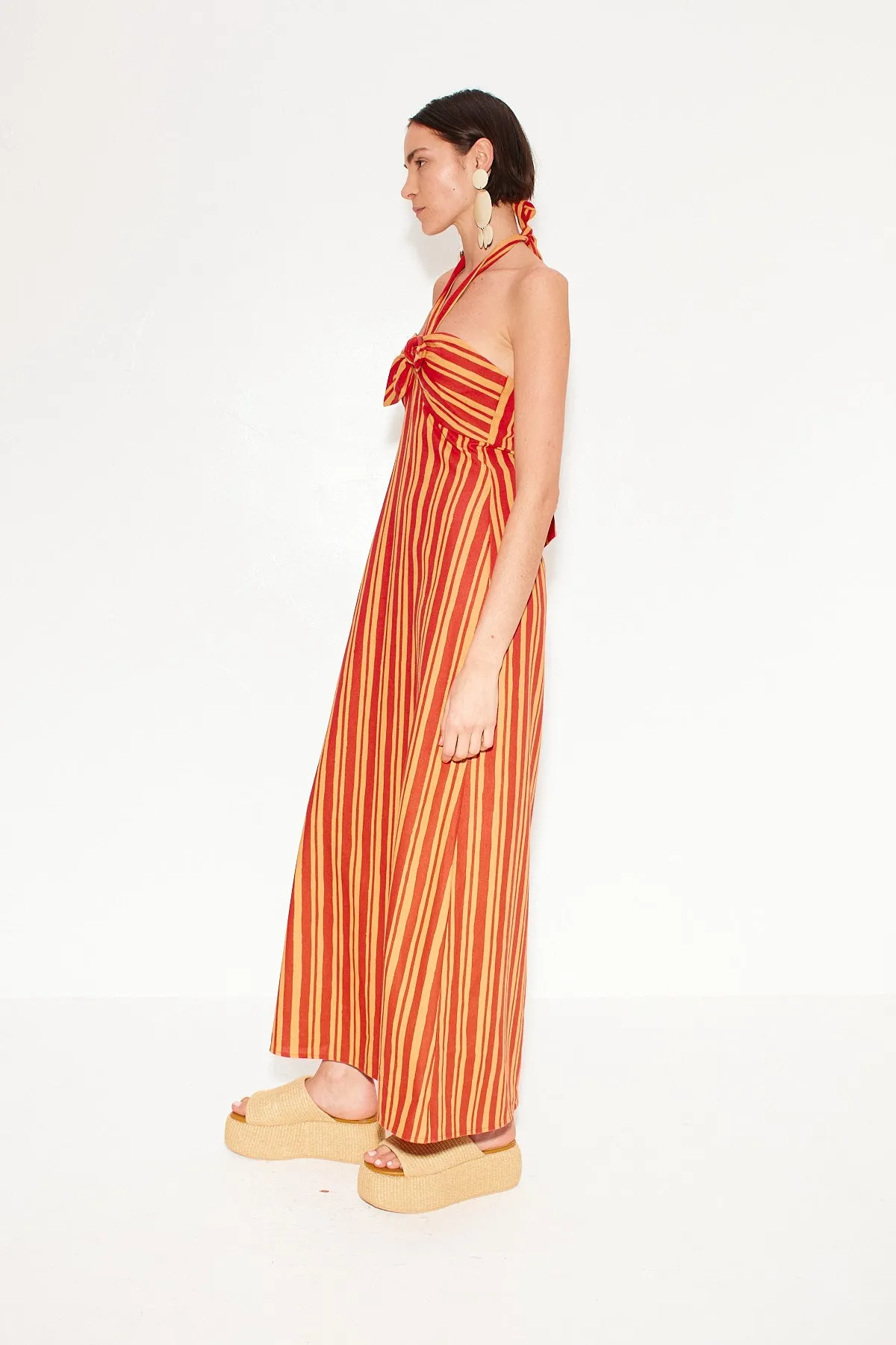 Del Linen Dress in Retro Red Orange Stripe sold by Simon Miller product image thumbnail 2