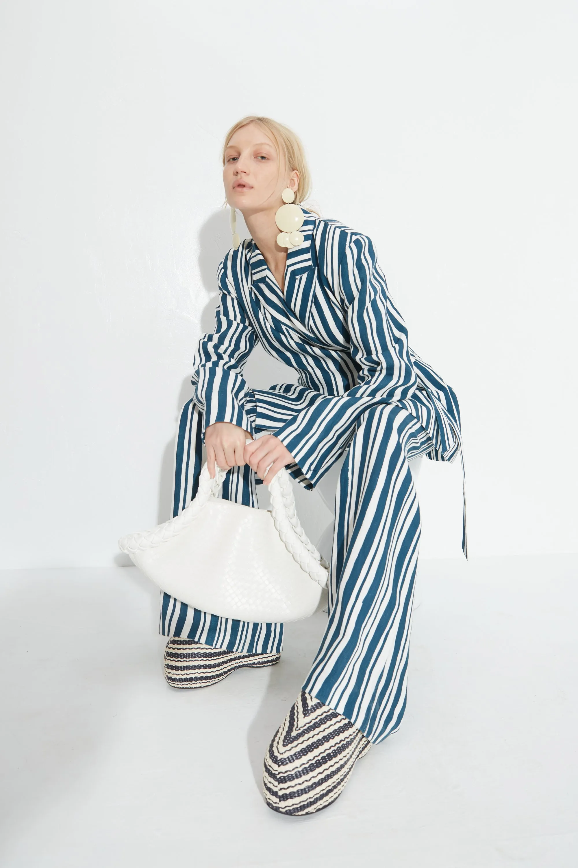 Bloo Linen Pant in Ink Macadamia Stripe sold by Simon Miller product image thumbnail 4