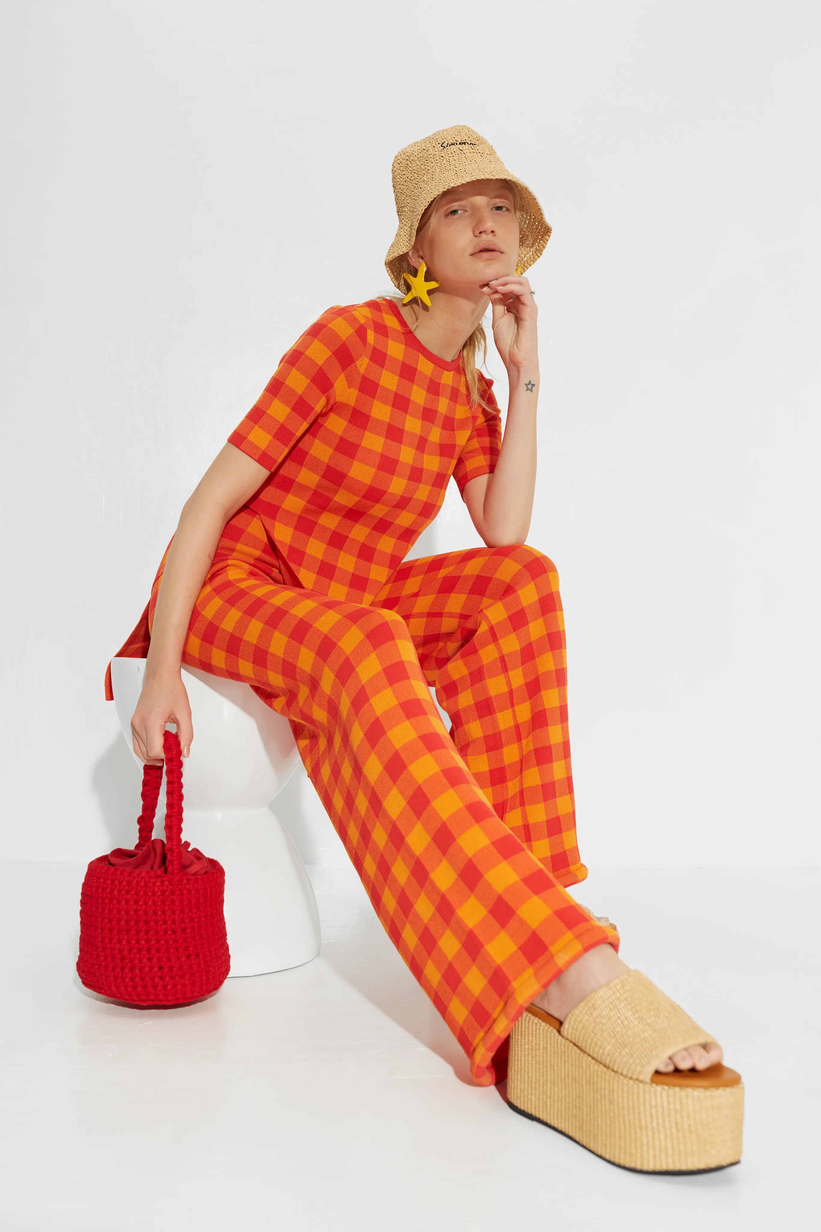 Knits By Jabber Pant in Retro Red Gingham sold by Simon Miller product image thumbnail 2