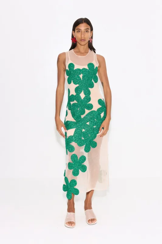 Hibiscus Crochet Dress in Gummy Green sold by Simon Miller