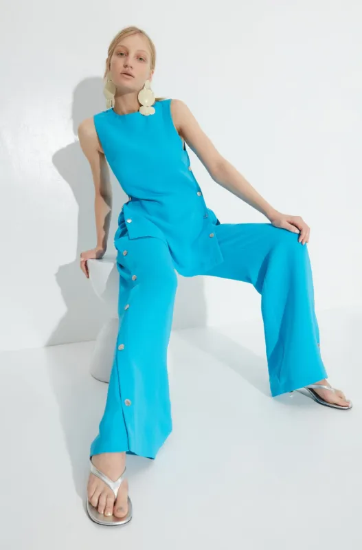 Zweeny Crepe Pant in Blue Lagoon sold by Simon Miller