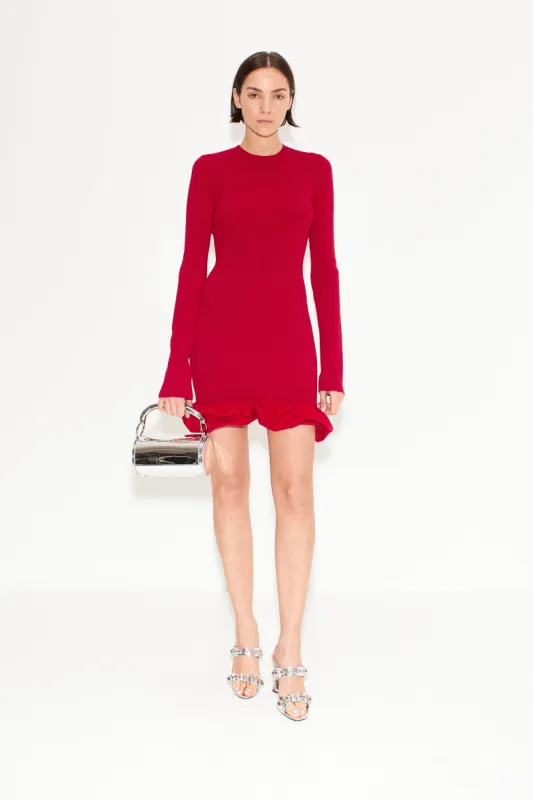 Otto Knit Poplin Combo Dress in  Sangria Malange sold by Simon Miller