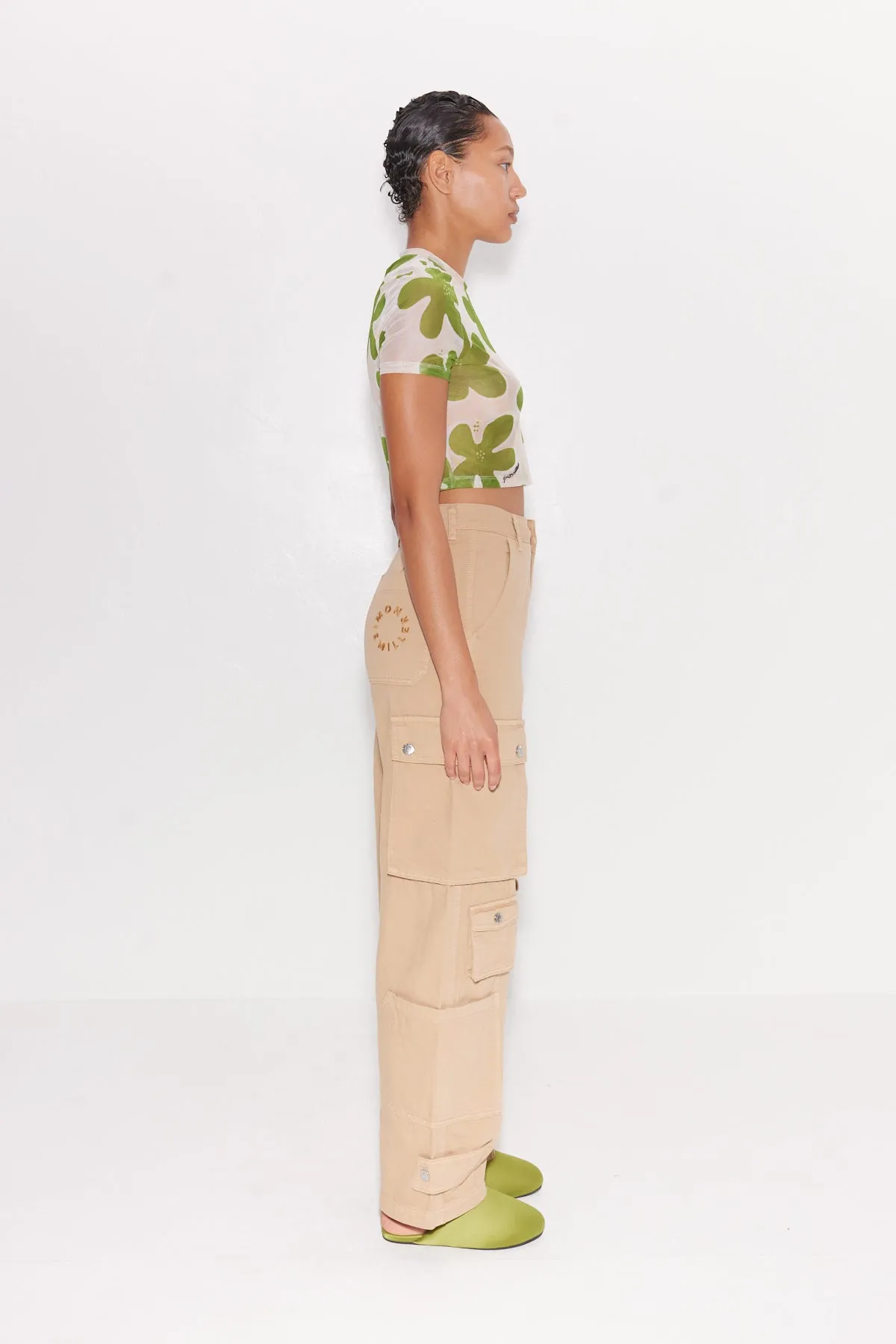 Gamma Printed Mesh Tee in Green/Seashell Floral sold by Simon Miller product image thumbnail 2