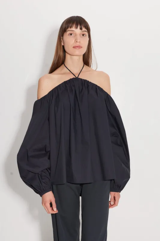 Oleander Poplin Top in Black sold by Simon Miller