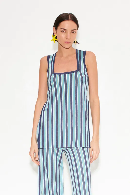 Knits By Leet Top in Ink Olive Stripe made by Simon Miller