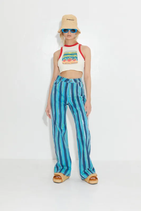 Astro Jean in Ink/Olive Stripe sold by Simon Miller