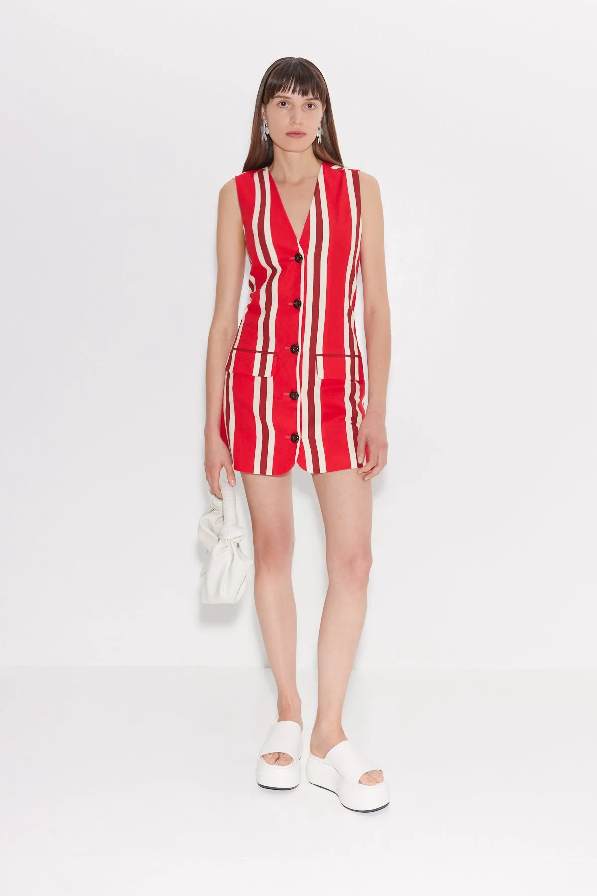 Carob Linen Mini Dress In Moroccan Spice Stripe sold by Simon Miller product image thumbnail 2
