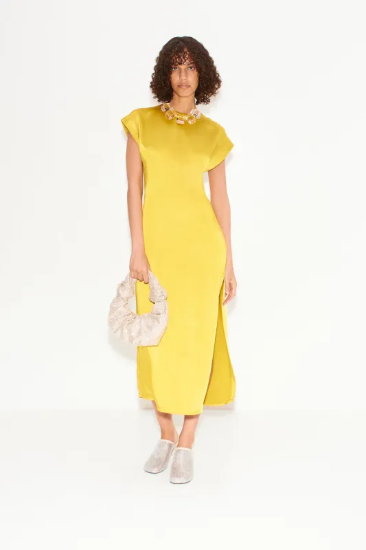 Argan Satin Dress in Star Gold sold by Simon Miller