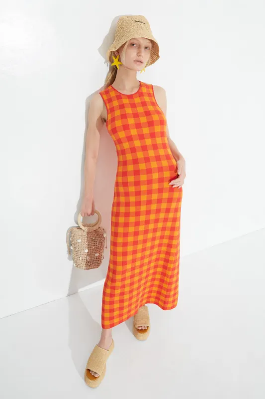 Knits By Axon Sleeveless Dress in Retro Red Gingham sold by Simon Miller