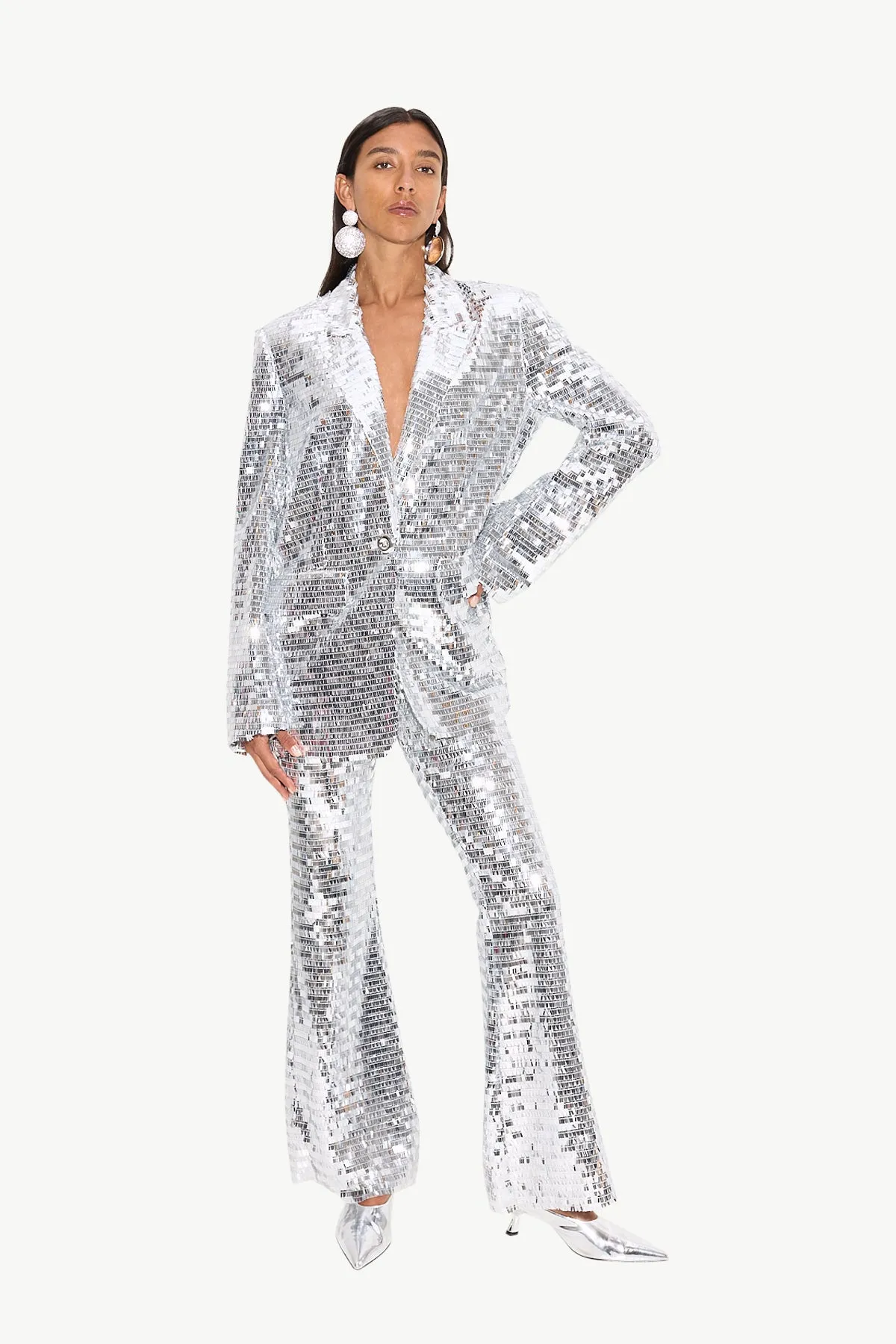 Sequin Robo Pant in Satellite Silver sold by Simon Miller