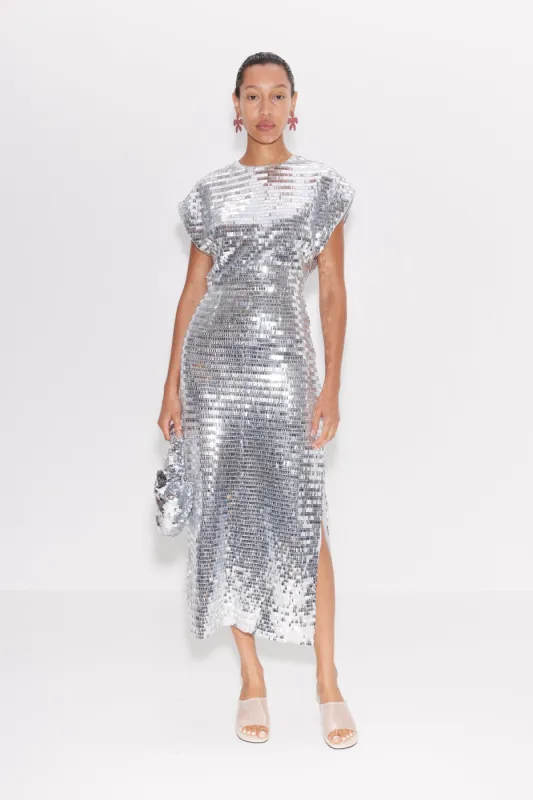 Sequin Argan Dress in Satellite Silver sold by Simon Miller