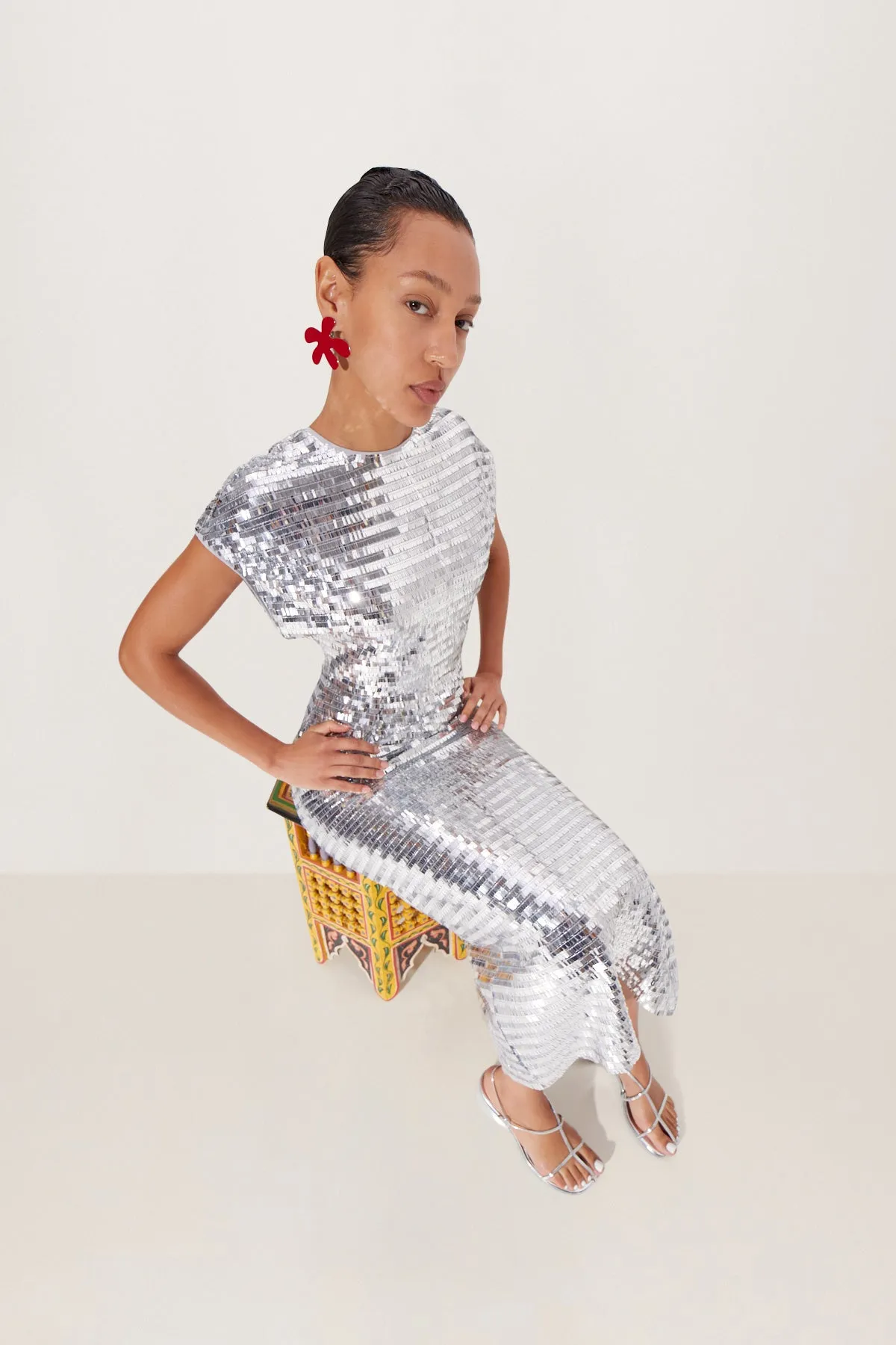 Sequin Argan Dress in Satellite Silver sold by Simon Miller product image thumbnail 5