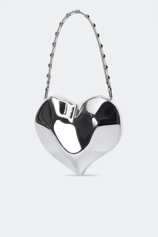 Molded Heart Bag in Silver sold by Simon Miller