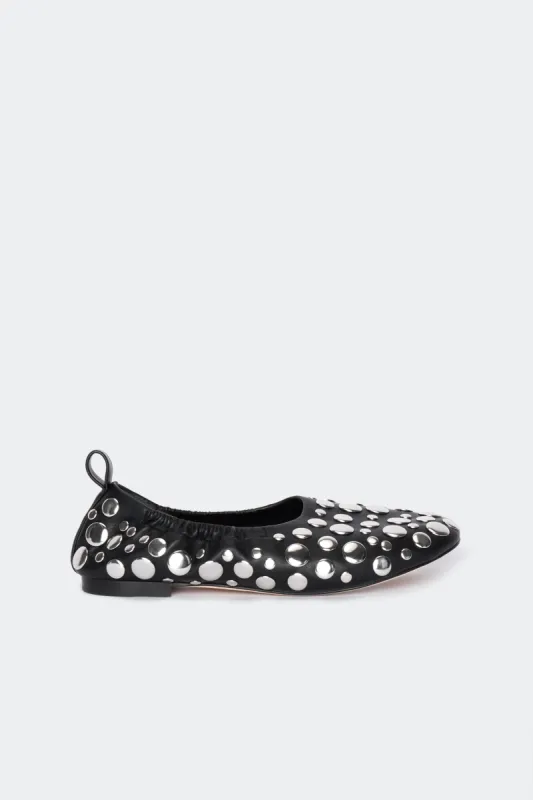 Studded Riad Flats in Black/Silver sold by Simon Miller