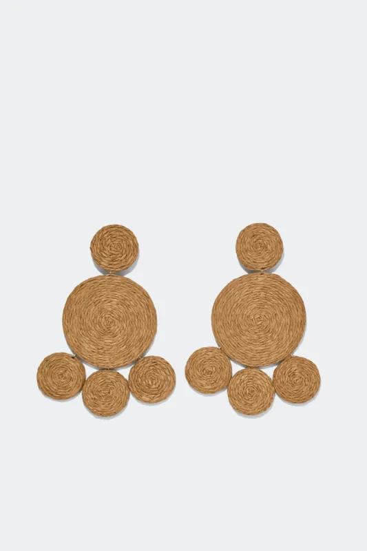 Raffia Deco Earring In Natural sold by Simon Miller
