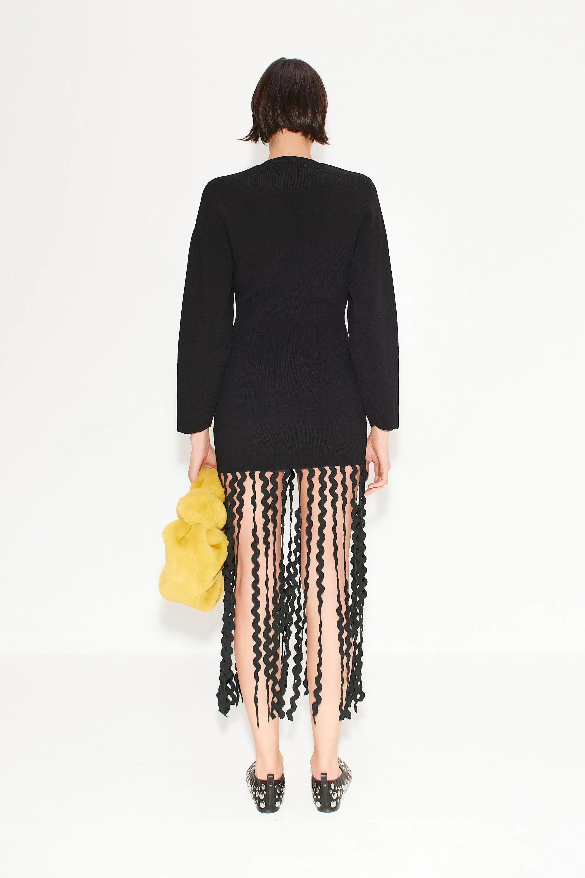 Wallis Knit Fringe Dress in Black sold by Simon Miller product image thumbnail 4