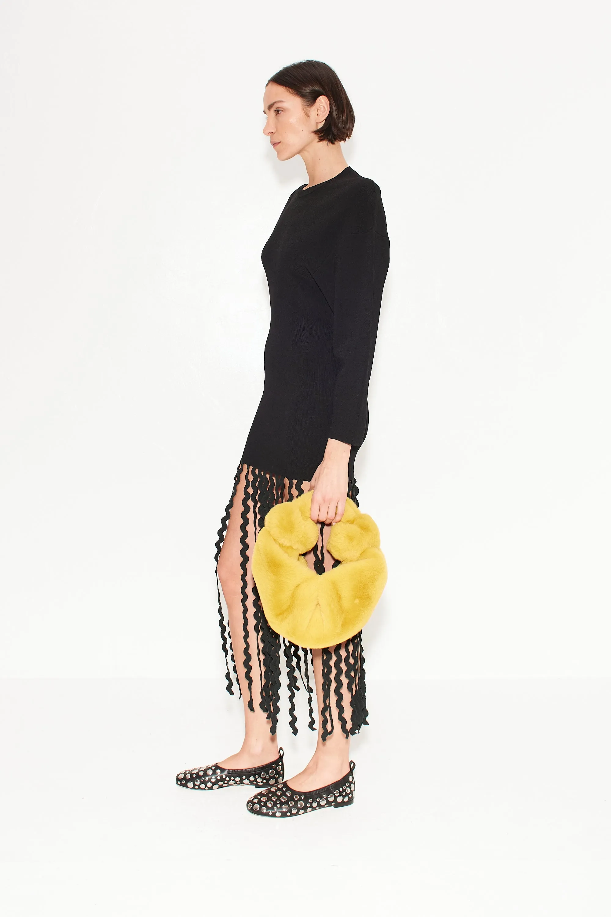 Wallis Knit Fringe Dress in Black sold by Simon Miller product image thumbnail 3