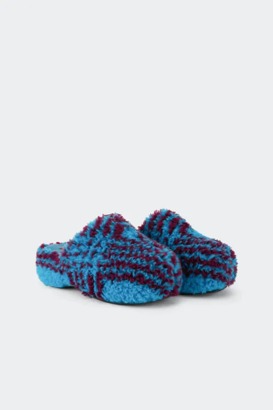 Bubble Clog in Blue Lagoon Plaid Shearling sold by Simon Miller