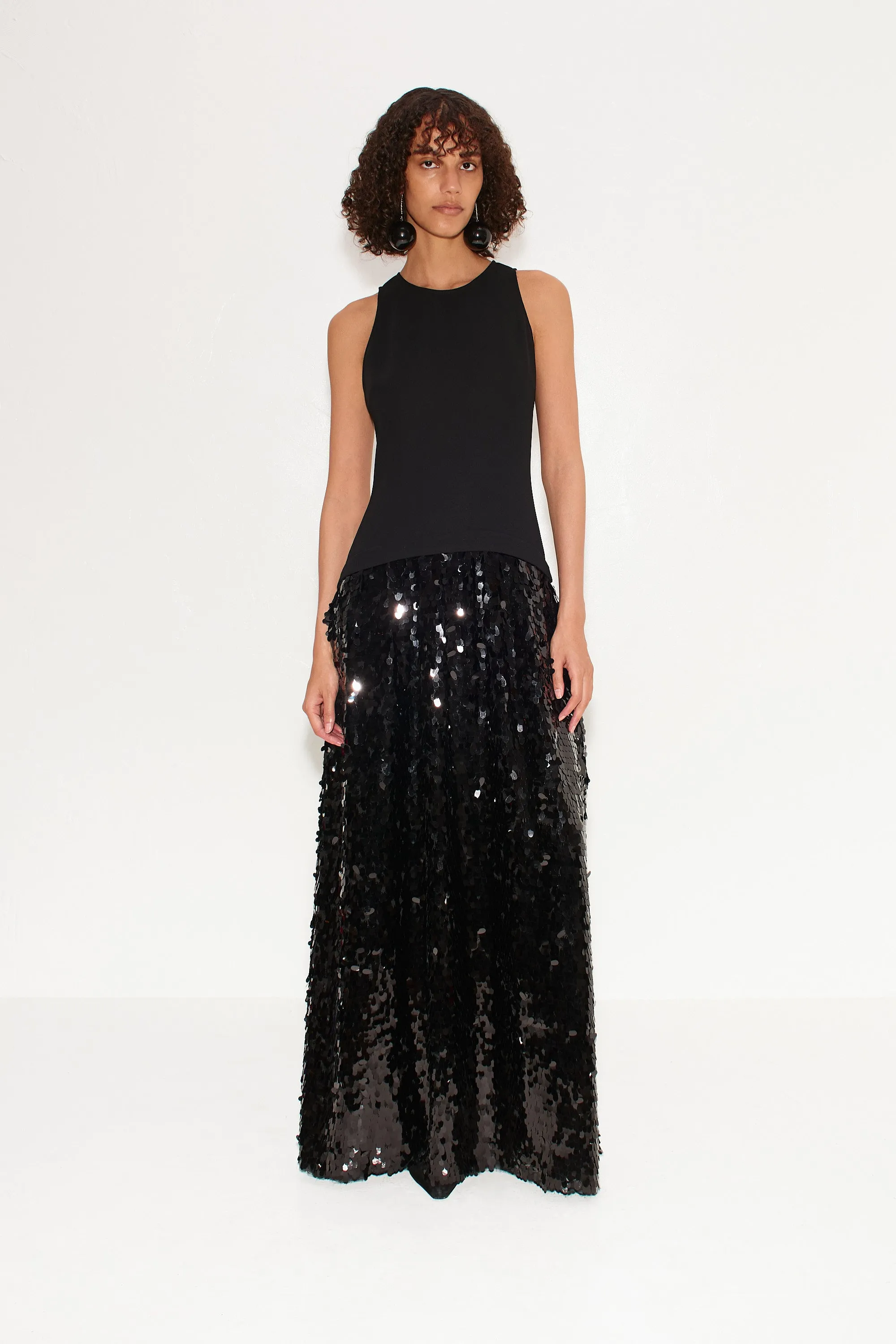 Memphis Crepe Sequin Dress in Black sold by Simon Miller
