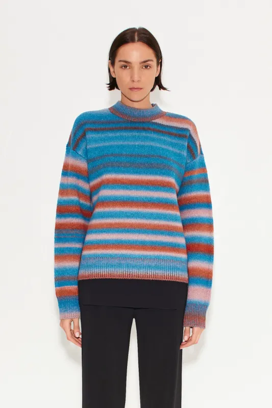Calder Knit Sweater in Matisse Blue Multi sold by Simon Miller