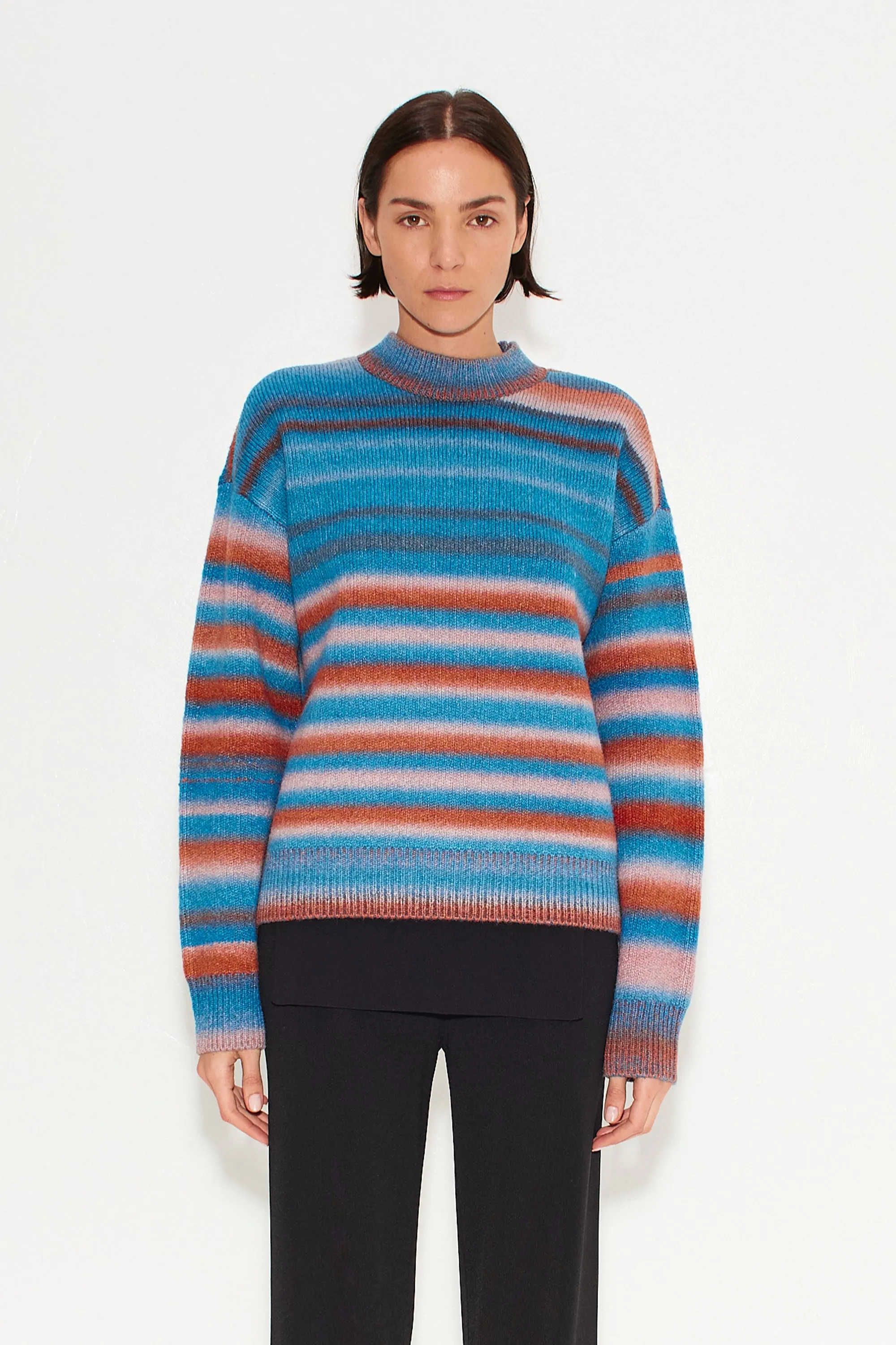 Calder Knit Sweater in Matisse Blue Multi sold by Simon Miller