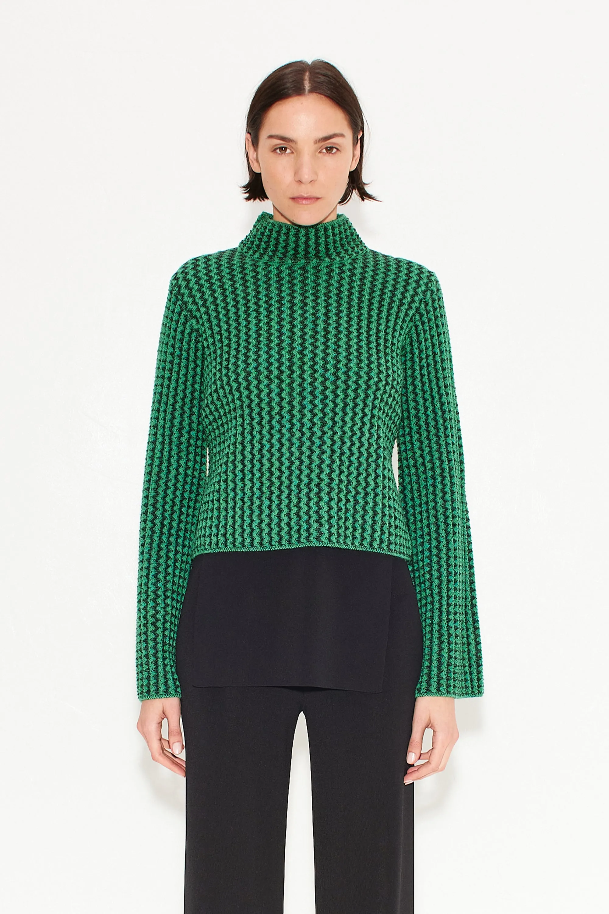 Peep Textured Knit Sweater in Gummy Green sold by Simon Miller