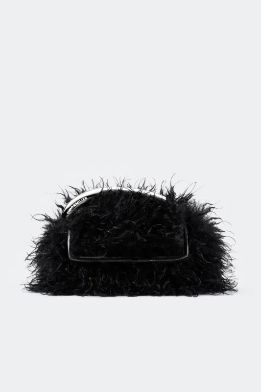 Curly Faux Fur Can Can Bag in Black made by Simon Miller