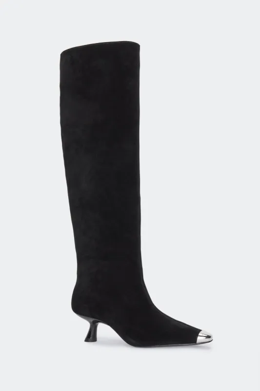 Suede Tall Kuki Boot in Black/Silver sold by Simon Miller