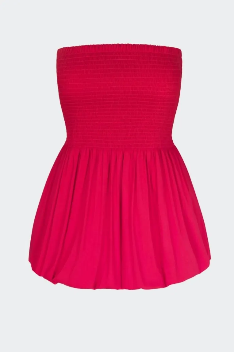 Via Smocked Mini Dress in Lucky Red sold by Simon Miller