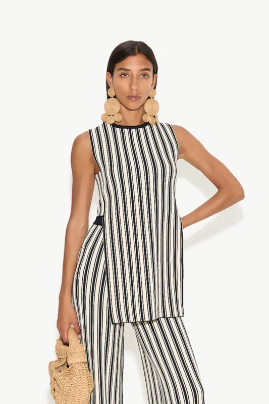 Knits By Canoga Top in Black/Rice Flour Stripe sold by Simon Miller