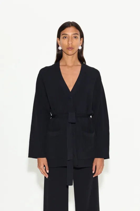 Max Belted Knit Cardigan In Black sold by Simon Miller
