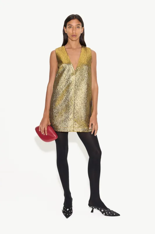 Fountain Metallic Mini Dress In Star Gold sold by Simon Miller