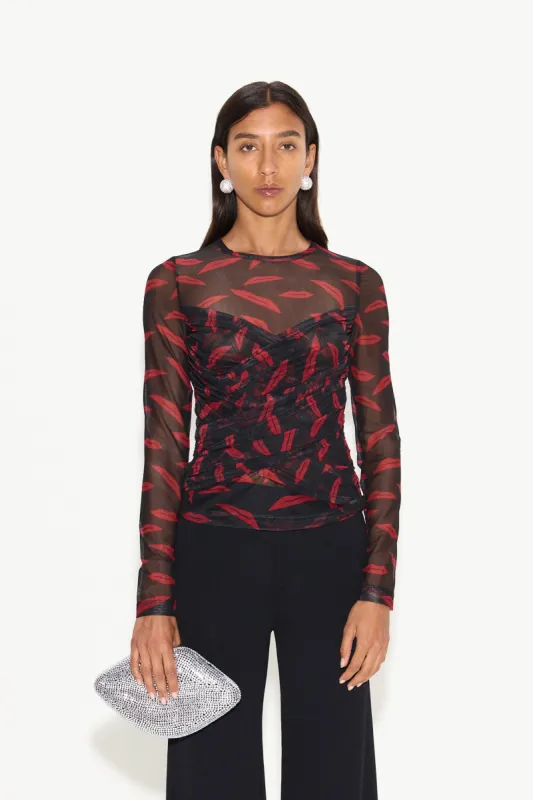 Kinny Mesh Top in Lip Print sold by Simon Miller