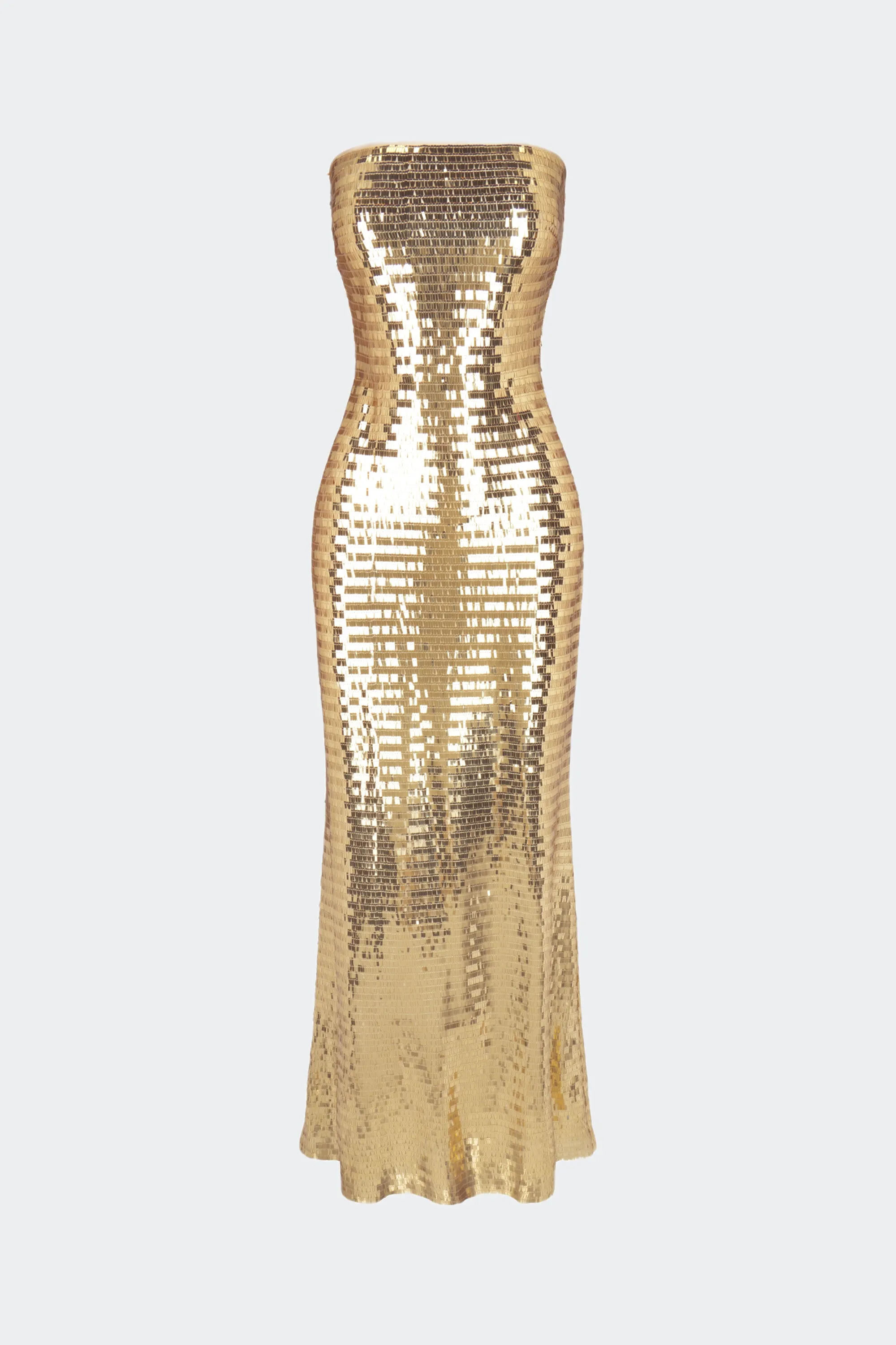 Sculpty Strapless Sequin Dress in Star Gold sold by Simon Miller