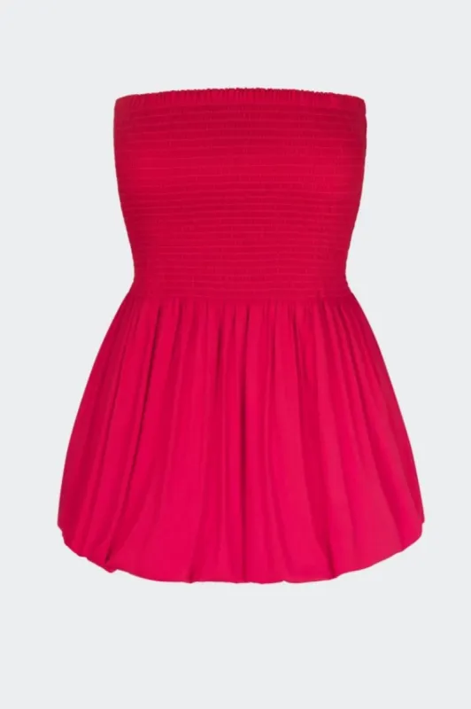 Via Smocked Mini Dress in Lucky Red sold by Simon Miller