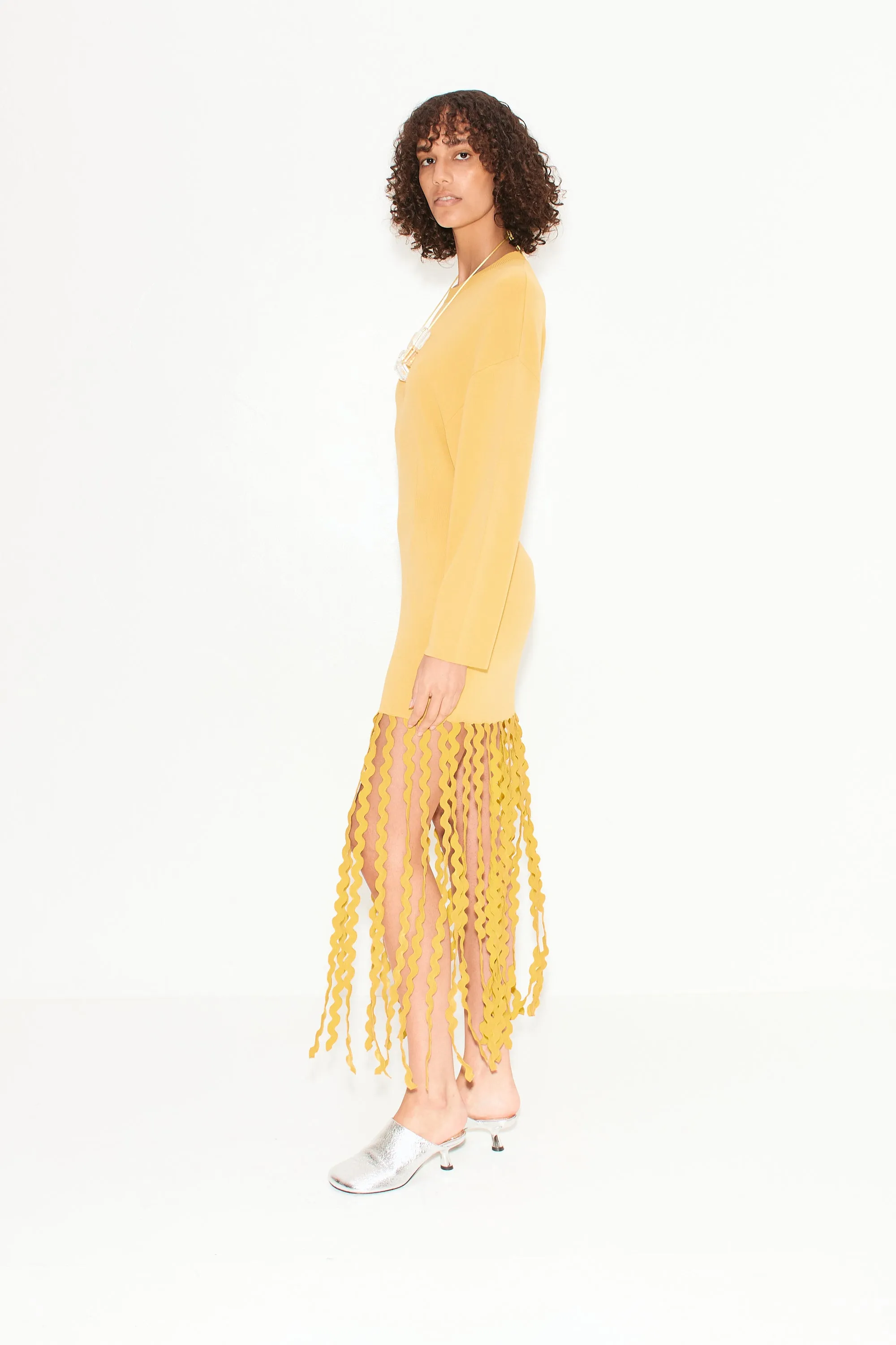 Wallis Knit Fringe Dress in Butter sold by Simon Miller product image thumbnail 2