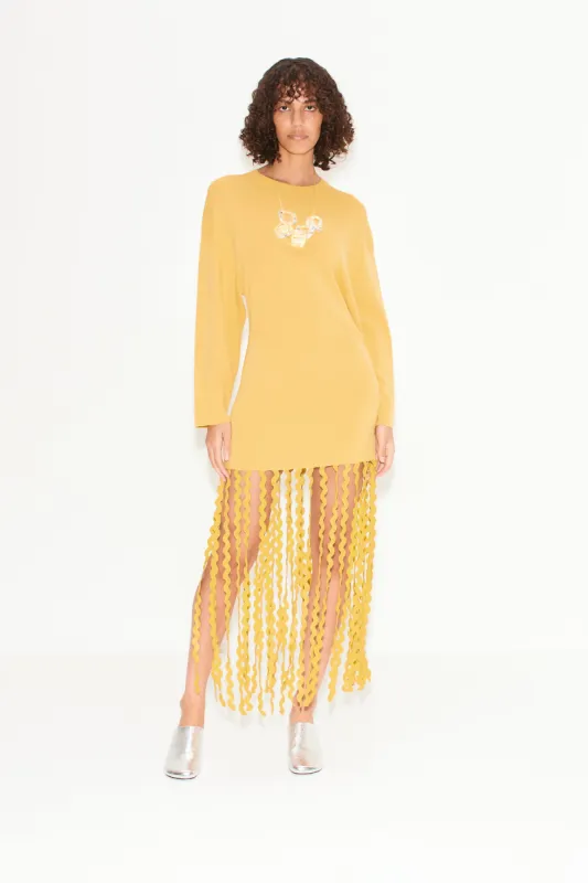 Wallis Knit Fringe Dress in Butter sold by Simon Miller