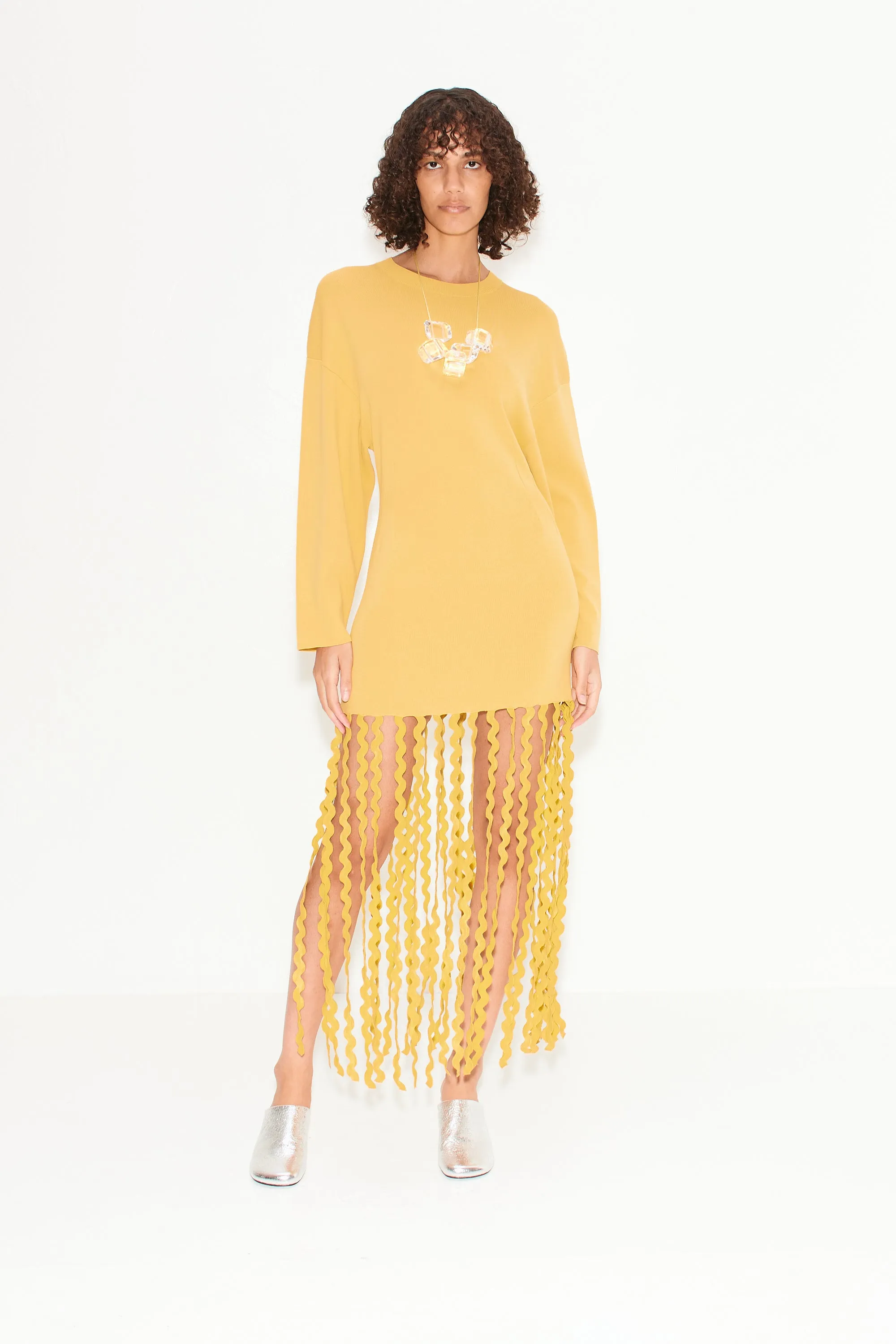Wallis Knit Fringe Dress in Butter sold by Simon Miller