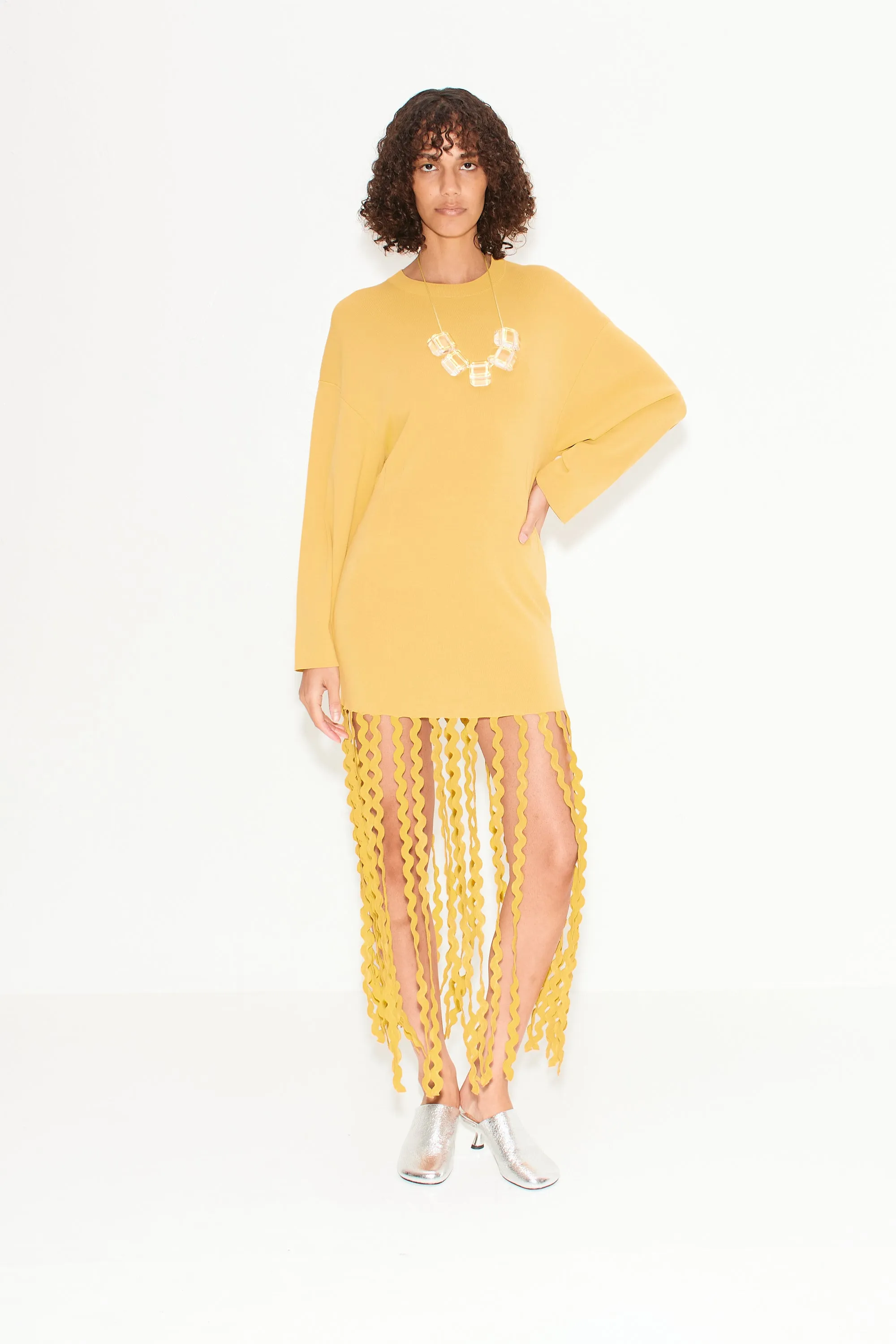 Wallis Knit Fringe Dress in Butter sold by Simon Miller product image thumbnail 4