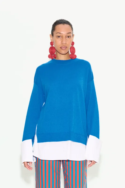 Pip Poplin Combo Sweater in Vivid Sky/Macadamia sold by Simon Miller