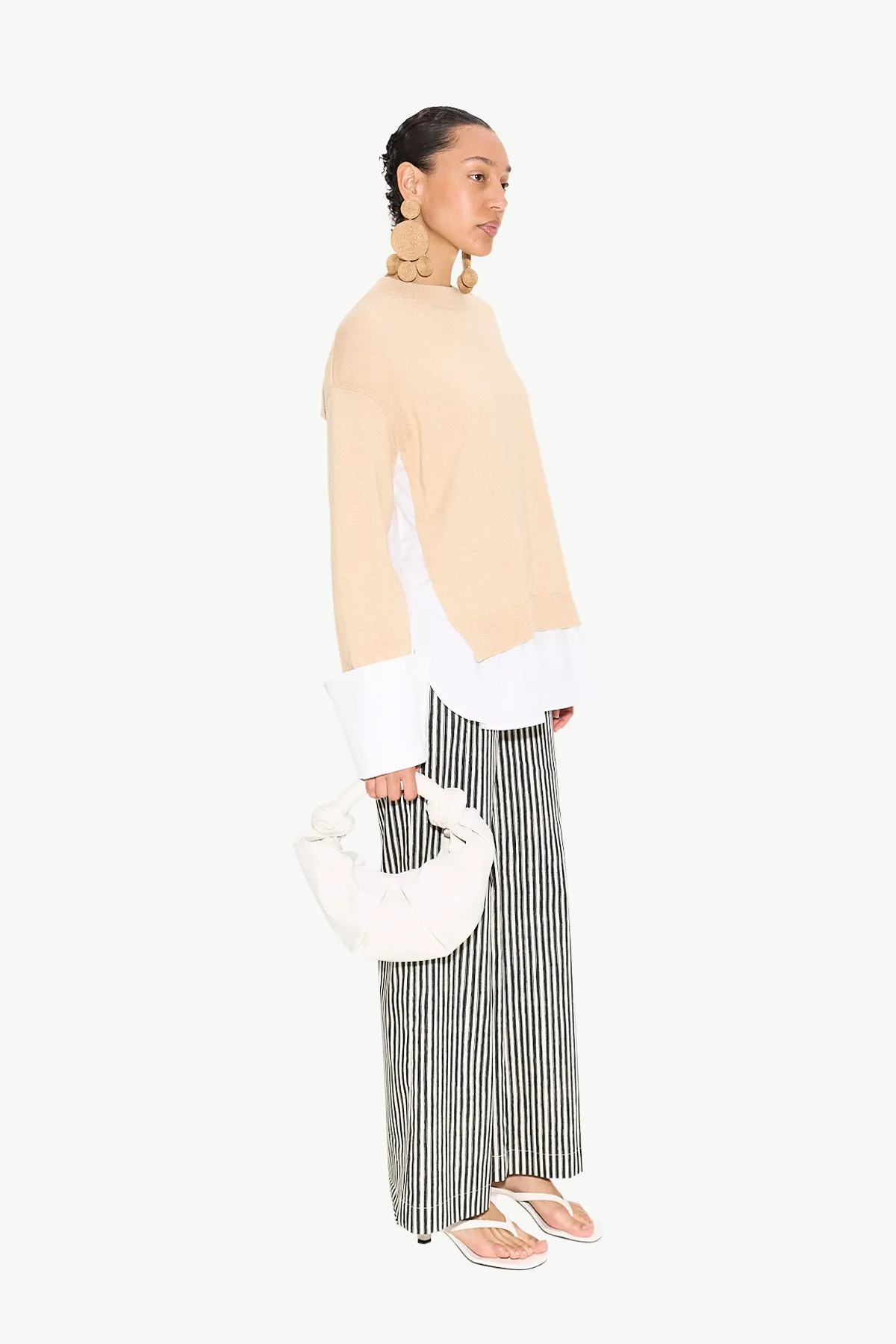 Pip Poplin Combo Sweater in Rice Flour/Macadamia sold by Simon Miller product image thumbnail 4