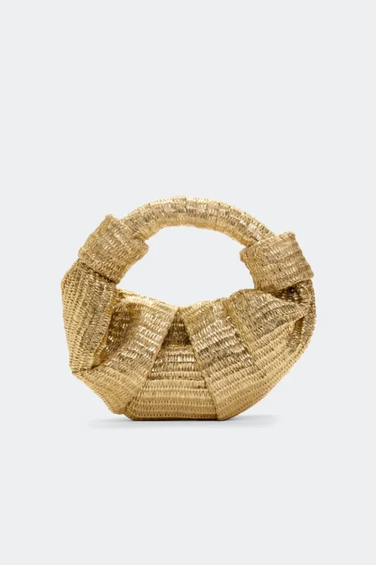 Metallic Raffia Lopsy Bag in Gold/Natural sold by Simon Miller